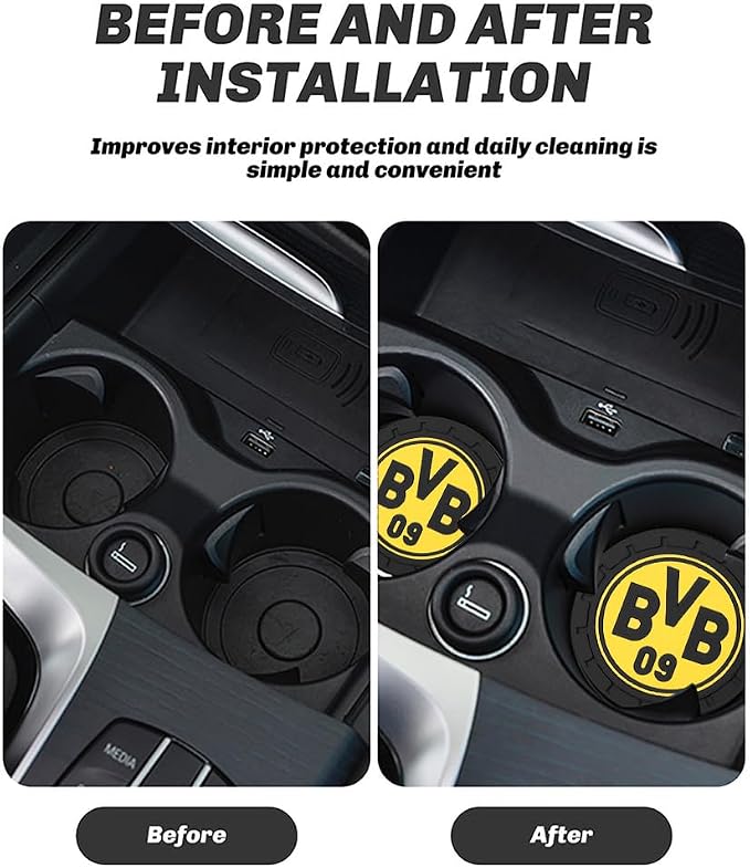 Cup Holder Insert Coaster for Borussia Dortmund UEFA UCL Fans,Anti Slip Car Cup Coaster Interior Accessories