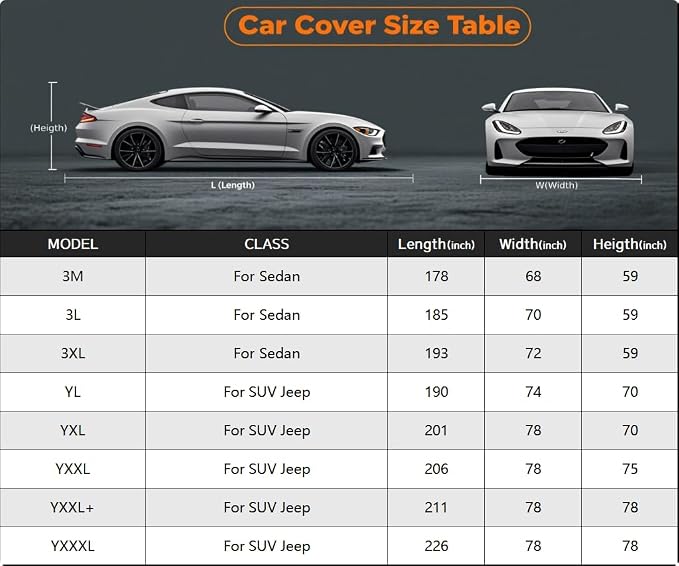 Kayme Heavy Duty SUV Car Cover Waterproof All Weather, Full Exterior Covers Sun Rain UV Protection. Universal Fit Mercedes-Benz GLE-Class, Audi Q7/Q8, Toyota Highlander, Cadillac XT6.