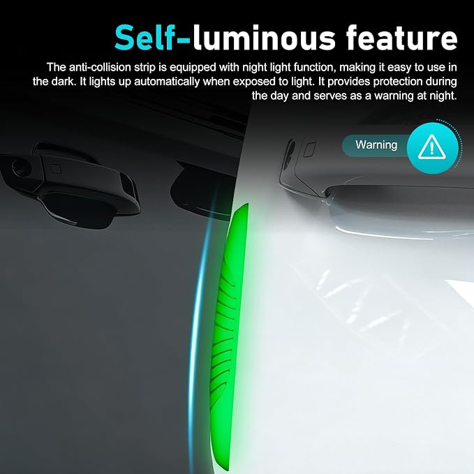 6 PCS Luminous Car Door Edge Guard Strips, Anti-Scratch Car Bumper Bumper Protectors, Anti-Collision Side Door Edge Guards, Universal for Most Cars, Sedans, Truck, SUVs (White)