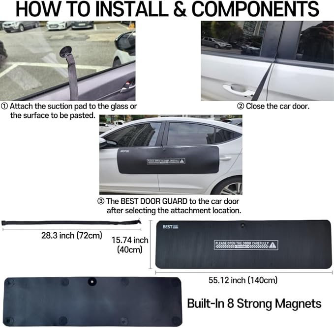 BestDoorGuard Dent Prevent Removable Magnetic Car Door Protector Lightweight Car Door Guard Door Ding Dent Protector