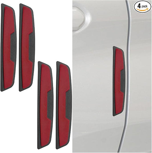 Craedli 4PCS Car Door Edge Guards Protector, Anti-Scratch Car Door Self Adhesive Anti-Collision Trim Strip Auto Side Door Protector, Universal Auto Body Bumper Guard for Cars SUV Truck(Black&Red)