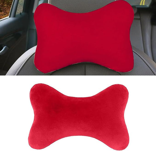 Car Headrest Pillow, Soft & Comfortable Memory Foam Car Neck Pillow for Driving Fatigue Relieve, Universal Cars Head Rest Pillows with Adjustable Strap, Car Interlor Accessorles (Red)