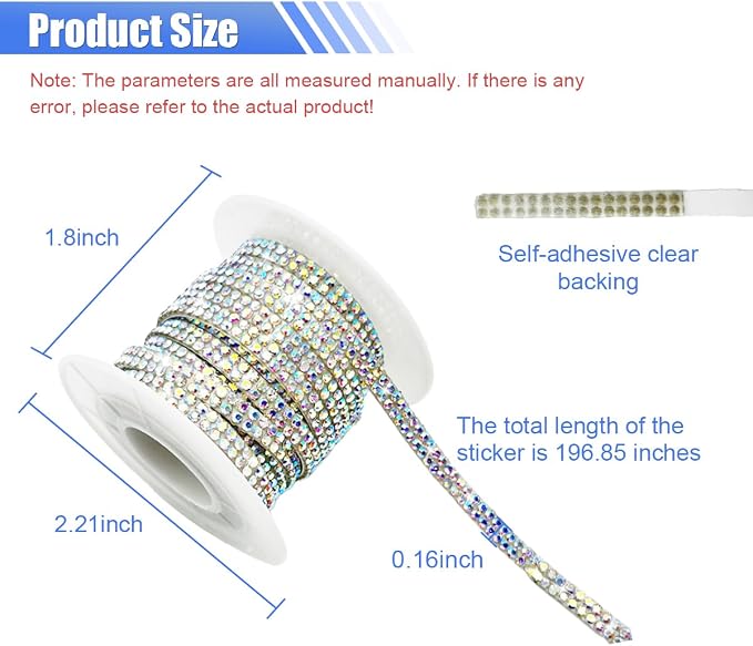 BDZMC Bling Car Self Adhesive Strip, 16.4 Ft Crystal Rhinestone Strips, Car Dashboard, Door Line Molding Decoration Stickers, Universal Automotive Exterior Accessories for Women Girls (AB Color)