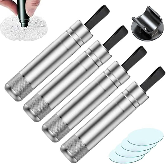 Breeker - Breeker Glass Breaker, Breeker Car Escape Tool, Car Window Breaker with Seatbelt Cutter, for Land and Underwater (Silver 4PCS)