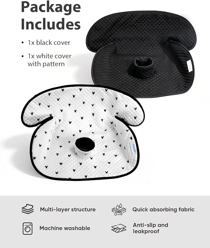 2 Pack Waterproof Baby Piddle Pads Carseat Potty Training Car Seat Protector, Waterproof Infant Car Seat Liner Cover to Prevent Pee, Leakproof and Washable (Black and White)
