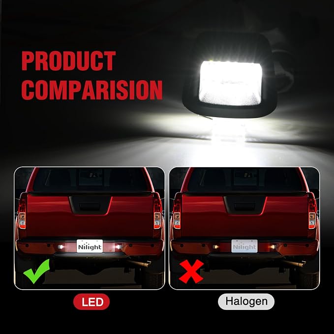 Nilight License Plate Light Compatible with 2007 2008 2009 2010 2011 2012 2013 2014 2015 2016 2017 2018 2019 2020 2021 Nissan Frontier Navara D40 2007-2015 Titan Armada Xterra Black Housing