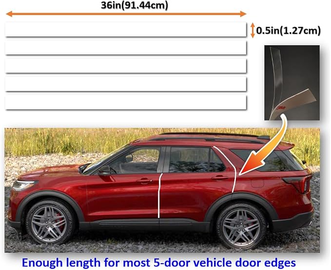 [3M]-5doors(Pro) Customized Car Door Edge Protector Made with 3M PPF | Made with 3M Paint Protection Film Pro Series, Clear(Transparent), Anti Scratch, Universal Fit for Most Cars