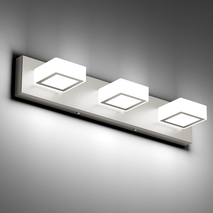 Ralbay Brushed Nickel Bathroom Vanity Lights 24inch Metal Acrylic LED Modern Bathroom Wall Lighting Fixtures Brushed Nickel (White Light 6000K, Non-dimmable)
