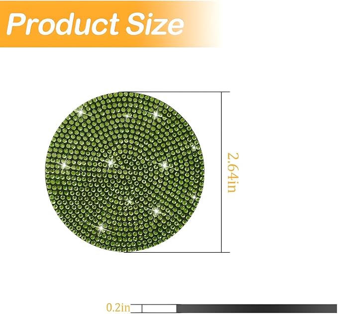 Osilly Bling Car Cup Holder Coaster, Crystal Rhinestone Anti-Slip Insert Coasters, Universal 2.75 Inch Fashion Automotive Cup Mat, Car Interior Accessories Decor Gifts for Women (Yellow/Green, 4PCS)