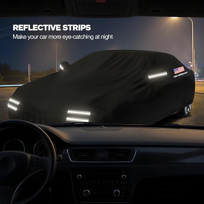 Sedan Car Cover Waterproof Heavy Duty All Weather Protection Dustproof, Snowproof, UV Protection Outdoor Full Car Covers for Automobiles Universal Fit Sedan, Car Cover Size 183''L x 70''W x 59''H