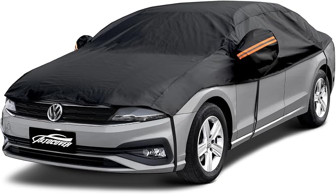 Half Car Cover Top, Hail Protector Car Cover with Cotton Liner, Sunroof & Windshield Cover for Ice and Snow, All Weather Vehicle Body Cover for Sun, Rain, Dust