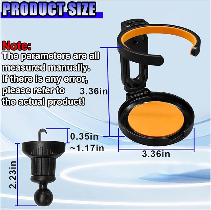 Car Air Vent Cup Holder Auto Ashtray Holder, Adjustable Drink Holder Extender for Horizontal Vents, Universal Tool-Free A/C Vent Mount for Various Coffee, Water, Juice Cups in Car, Truck, SUV(Orange)