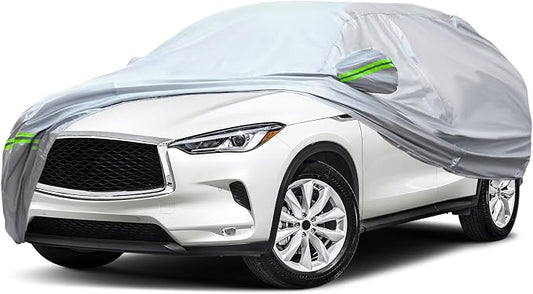 AUQDD 6-Layers Premium SUV Car Cover Waterproof All Weather Weatherproof UV Sun Protection Snow Dust Storm Resistant Outdoor Exterior Custom Form-Fit Full Padded Car Cover with Straps 178"-190" K7