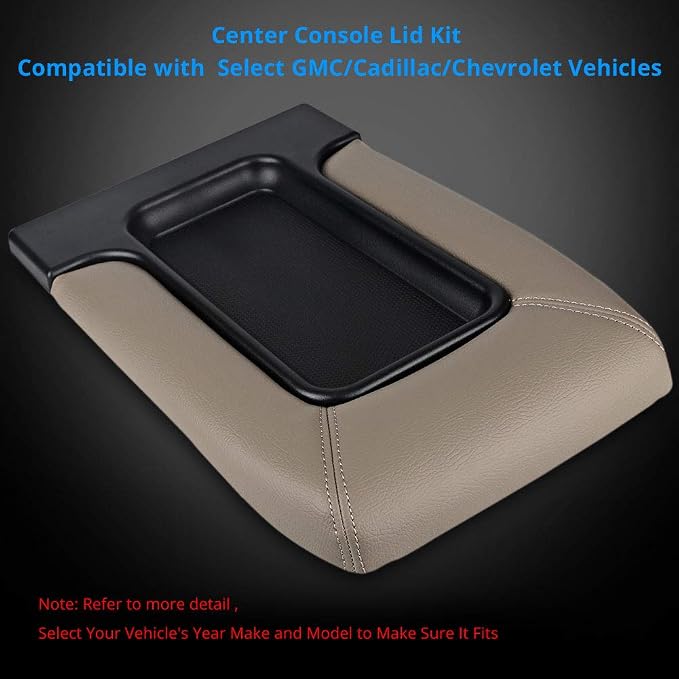 Center Console Lid Cover Armrest Kit Compatible with Cadillac Chevrolet GMC | Compatible with Pickup Truck Suburban Tahoe Silverado Sierra Yukon XL Replaces 19127364 Tan