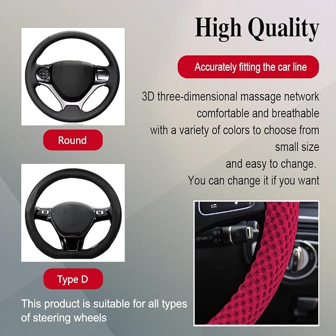 HAOBO Elastic Stretch Steering Wheel Cover, 15 Inch Automotive Steering Wheel Cover, Comfy Breathable Stretch Steering Wheel Protector, Ice-Silk Cloth Polyester Steering Wheel Cover for Men Women