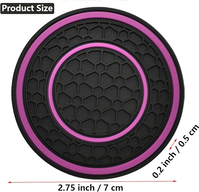 Car Cup Coaster Universal Automotive Waterproof Non-Slip Cup Holders Sift-Proof Spill Holder Car Interior Accessories 2 Pack Black & Purple