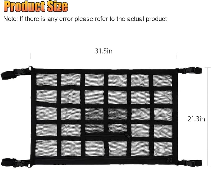 Car Ceiling Cargo Net Pocket, 30" x 21.2" Strengthen Load Bearing & Double-Layer Mesh Vehicle Roof Storage Organizer, Universal Reliable Auto Camping Interior Accessory for Cars Truck SUV