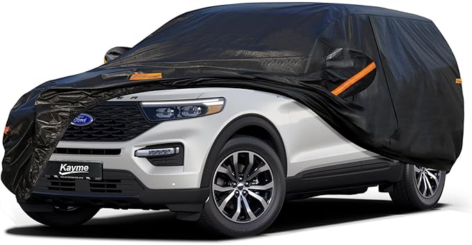 Kayme 10 Layers SUV Car Cover Waterproof All Weather [See Vehicle Size Chart for Accurate Fit] Heavy Duty Full Exterior Cover Outdoor Sun Rain Snow Wind UV Protection. Size S4 (See Size Chart)
