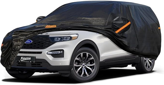 Kayme 10 Layers SUV Car Cover Waterproof All Weather [See Vehicle Size Chart for Accurate Fit] Heavy Duty Full Exterior Cover Outdoor Sun Rain Snow Wind UV Protection. Size S4 (See Size Chart)