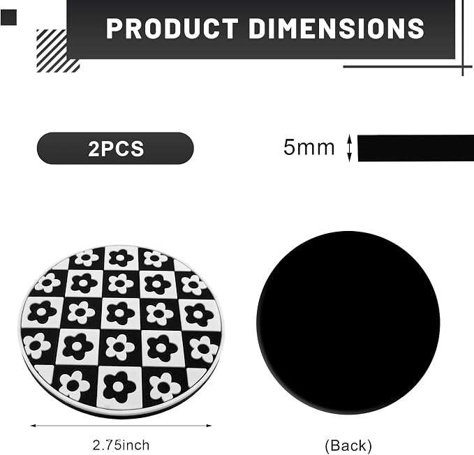 2 PCS Car Cup Coasters, 2.76 Inch Shockproof Auto Cup Holder Insert Coaster Checkered Drink Mat, Anti-Slip Waterproof Water Bottle Pad Stylish Grid Decoration for Most Vehicles (Flower)