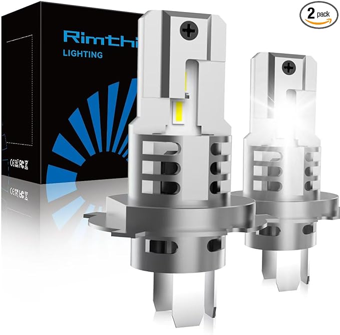 rimthin H4 Bulbs, 9003/HB2 Fog Light, 6000K Cool White, Plug and Play, IP67, Pack of 2