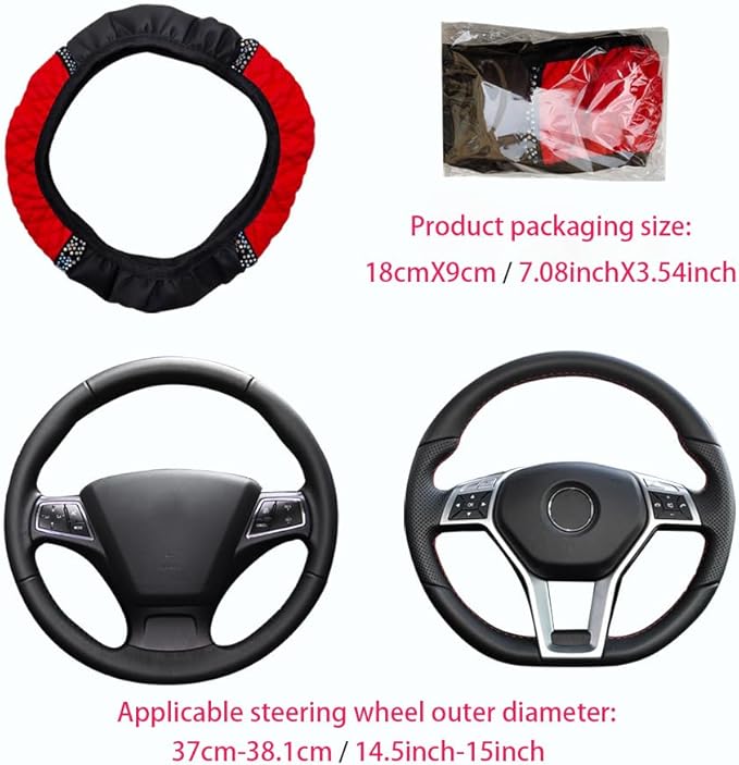 Microfiber Leather Steering Wheel Cover with Anti-Slip Lining Universal Car Accessory for Steering Wheel with a Diameter of 14.5-15 inch (Purple)