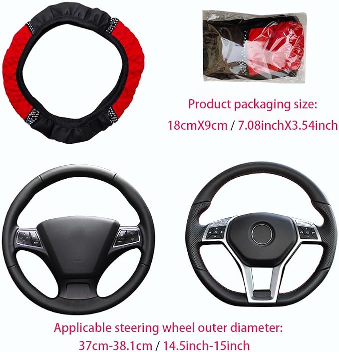 Microfiber Leather Steering Wheel Cover with Anti-Slip Lining Universal Car Accessory for Steering Wheel with a Diameter of 14.5-15 inch (Orange)