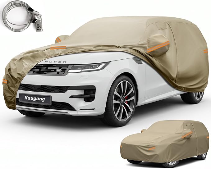 Kaugung Custom Fit Car Cover for Land Rover Range Rover Sport (2013-2026), Heavy Duty All Weather Waterproof Outdoor SUV Cover with Driver Door Zipper, Mirror Pockets & Air Vents