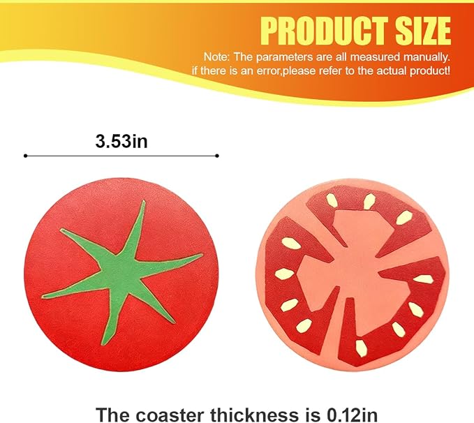2PCS Fruit Pattern Car Cup Holder Coasters, Cute Automotive Drink Insert Coaster, Universal Non-Slip Vehicle Interior Cup Holder Decoration Accessories for Women Men(Tomato)