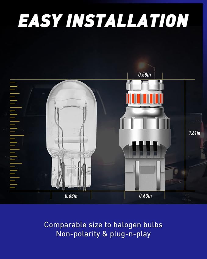AUTOONE 7443 LED Brake Light Bulb, 7440 LED Bulb Red, 700% Super Bright T20 7441 7444 992 W21W LED Bulb with 3030 Chipsets for Tail Stop Parking Blinker Running Lights, Pack of 2