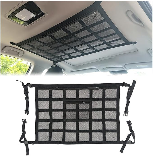 Car Ceiling Cargo Net Pocket for Audi RS Q3 Sportback 8U/F3 2014-2020 2021 2022 2023 2024 2025 2026 Mesh Overhead Storage Organizer Car Roof Storage Bag for Camping Road Trip
