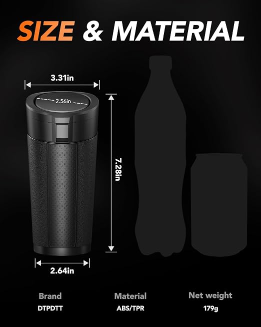 Small Car Trash Can Bin with Lid,Mini Vehicle Leakproof Garbage Can, for Car Cup Holder and Side Door, with 80 Attached Trash Bags