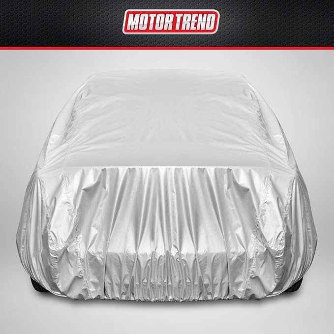 Motor Trend FlexCover Car Cover, Waterproof All-Weather SUV Truck Car Covers for Snow Ice Rain Sun UV Dust Hail Protection, Indoor/Outdoor Full Exterior Cover, Sedan Car Cover (Fits Up to 157" Length)