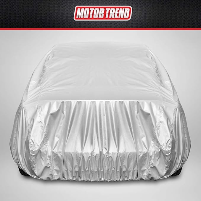 Motor Trend FlexCover Car Cover, Waterproof All-Weather SUV Truck Car Covers for Snow Ice Rain Sun UV Dust Hail Protection, Indoor/Outdoor Full Exterior Cover, Sedan Car Cover (Fits Up to 170" Length)