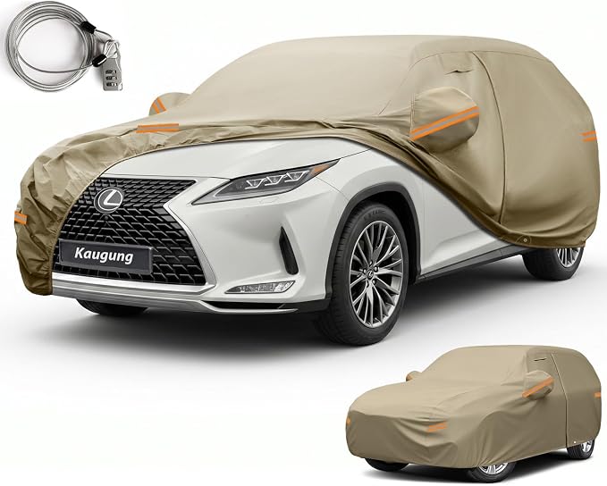 Kaugung Custom Fit Car Cover for Lexus RX RX330 RX350 RX400 RX450 RX500 (2003-2026), Heavy Duty All Weather Waterproof Outdoor SUV Cover with Driver Door Zipper, Mirror Pockets & Air Vents