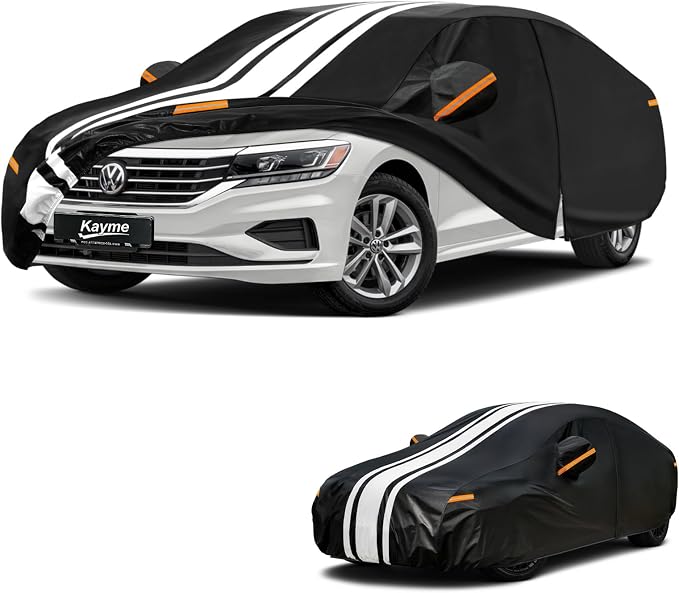 Kayme Heavy Duty Car Cover Custom Fit for Volkswagen vw Passat (1988-2022) Waterproof All Weather for Automobiles, Gift with Tape/Towel, Outdoor Full Exterior Cover Rain Snow Sun UV Protection.
