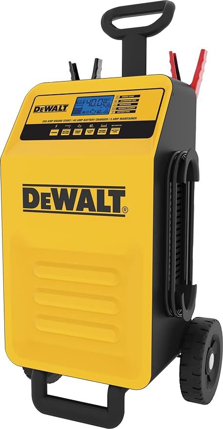 DeWalt DXAEC200 Professional Rolling 40 Amp Battery Charger, 3 Amp Maintainer with 200 Amp Engine Start | 200 Amp Engine Start, 40 Amp Charger, 3 Amp Maintainer