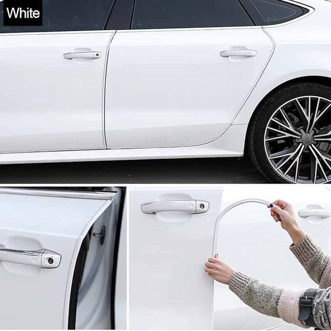 Car Door Protector Edge Guards, Universal Rubber Seal U Shape Car Door Protection, Aluminum Boat Edge Trim Guards No Glue Required, Exterior Accessories Fit for Most Cars, Sedans, SUV (White/10FT) | Universal fit, most cars/SUVs/trucks, rubber seal, pr...