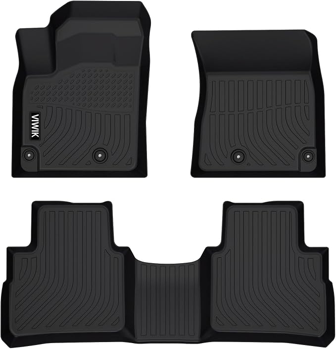 VIWIK Floor Mats Fit for Nissan Rogue 2025 2024 2023 2022 2021 (No Sport Models), Car Mats All Weather Custom Floor Liners Front & Rear, TPE Rubber Car Accessories Black