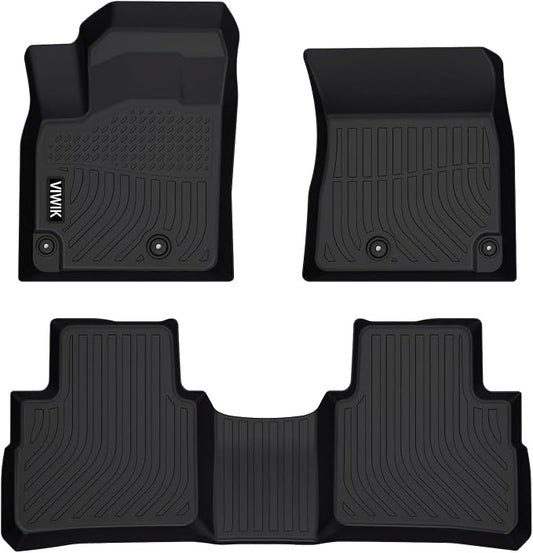 VIWIK Floor Mats Fit for Nissan Rogue 2025 2024 2023 2022 2021 (No Sport Models), Car Mats All Weather Custom Floor Liners Front & Rear, TPE Rubber Car Accessories Black