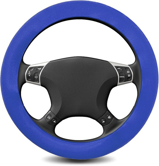 Silicone Steering Wheel Cover - Thicker Universal Stretchy & Anti-Slip Grips, Universal Fit 14"-16" Silicone Steering Wheel Protector for Men and Women, Car Interior Accessory (Blue)