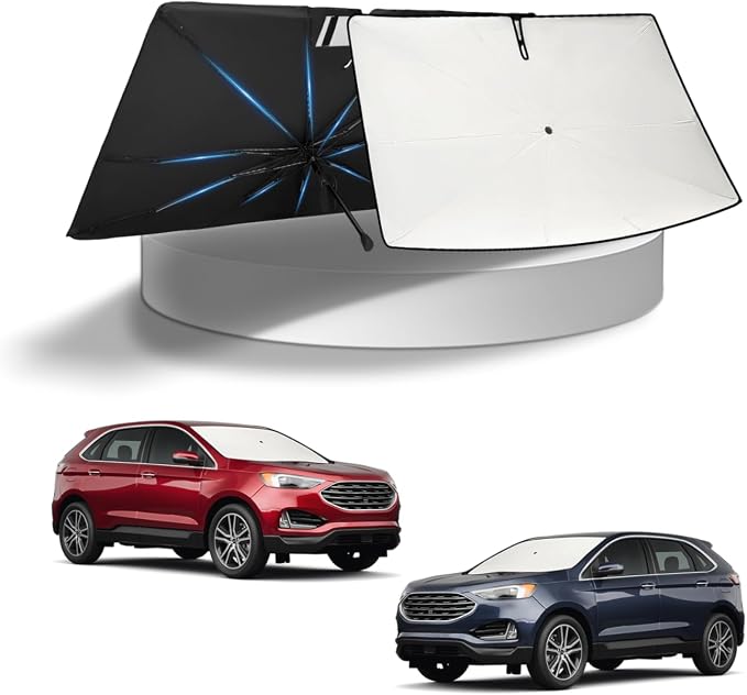 KUST Sun Shade Umbrella for 2015-2025 2026 Ford Edge | Custom Fit Windshield Sunshade | Foldable Sunshade with Bendable Handle | Blocks Heat & UV Scratch Resistant Keep Car Cool Sunshield