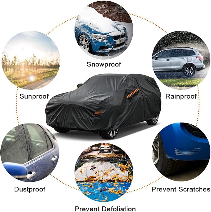 Kayme 7 Layers SUV Car Cover Custom Fit for Hyundai Tucson (2004-2025) Waterproof All Weather for Automobiles, Outdoor Full Cover Rain Sun UV Protection.Black