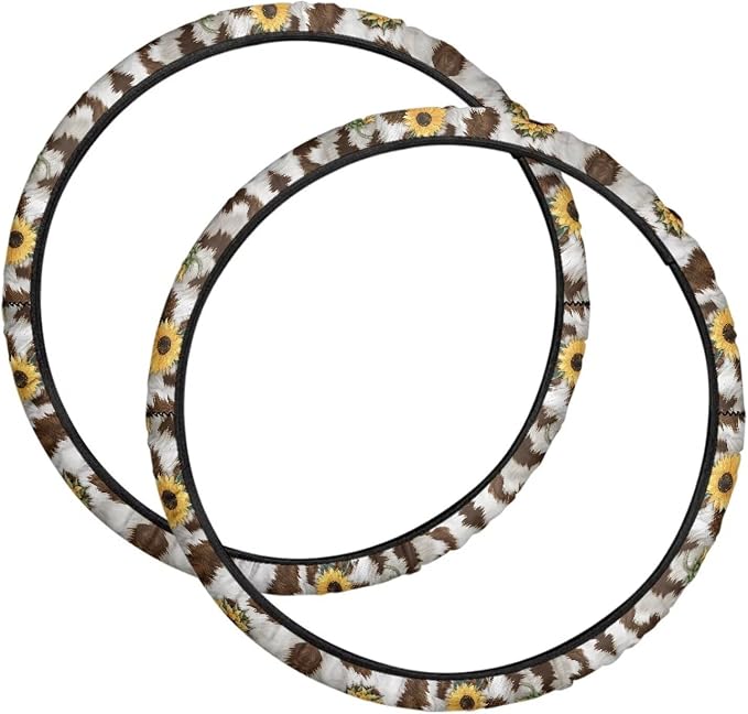 Cow Wheelchair Wheel Covers Neoprene Sunflower Wheelchair Accessories to Protect Floors Carpets