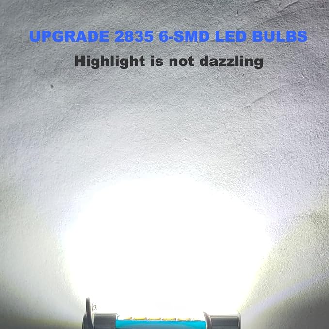 28mm 29mm Festoon LED Car Bulb, 6614F 6612F, 1.15in 6SMD 2835 Chips 6641 LED Bulb for Car Interior Vanity Mirror lights Sun Visor Light (6pcs 6000K White)