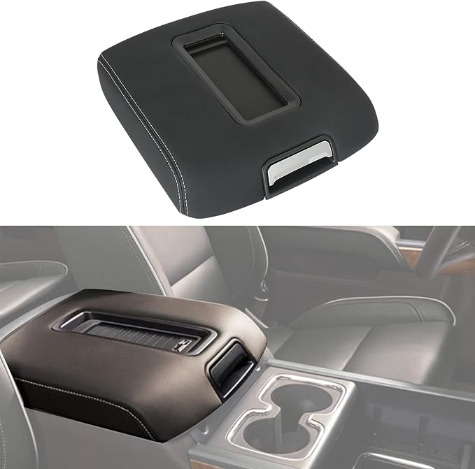 Center Console Armrest Lid w/o Steel Bracket Black Compatible with 2014-2020 Chevrolet Chevy Avalanche Silverado Suburban Tahoe GMC Sierra Yukon XL Replaces 0227083AA