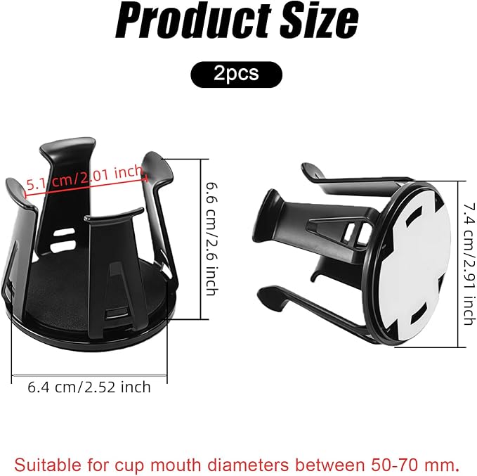 Durable Cup Holder Insert 2PCS, Cupholder Insert for Car for Console Door Slot, PC Car Drink Holder, Anti-Tip Secure Wiggle-Free