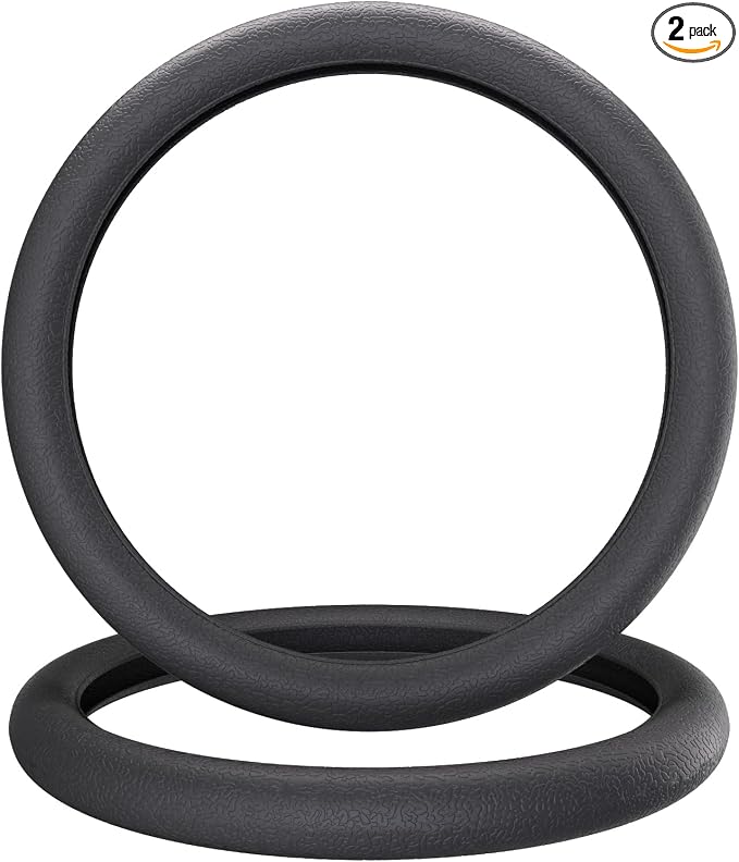LRITER Car Steering Wheel Cover, Non-Slip Silicone Material, Multiple Color Choices, Universal Auto Parts Steering Wheel Cover, Suitable for Most Cars (Grey2PCS)