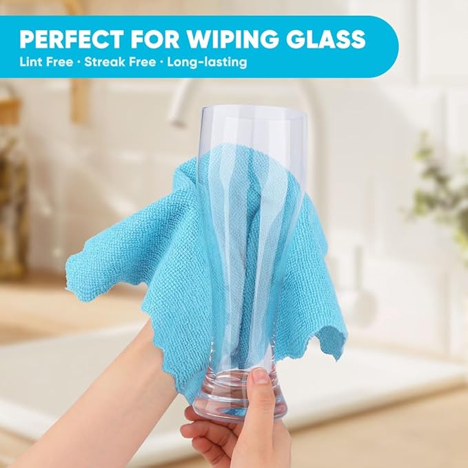 Orighty Microfiber Cleaning Cloth Bulk, 50 Pack Cleaning Rags 12x11 inch | Reusable Microfiber Towels for Cars, Ultra-Soft & Absorbent Lint Free Cloths for House, Kitchen