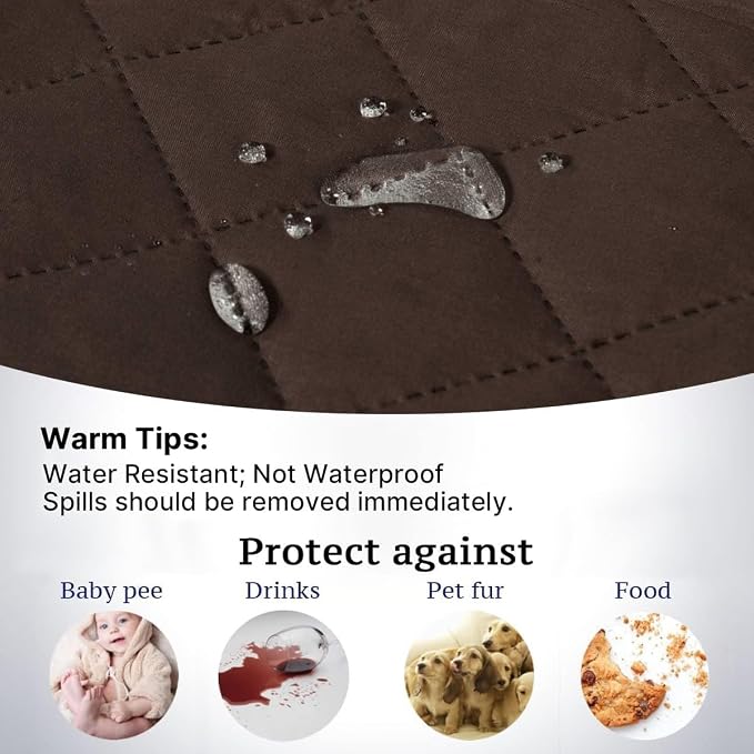 H.VERSAILTEX Reversible Loveseat Cover for 2 Cushion Couch Water Repellent Large Cushion Protector Dog Couch Protector Non Slip Furniture Protector with Elastic Strap(Oversized Loveseat, Brown/Beige)